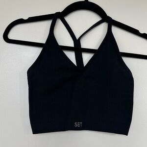 SET Active Black Ribbed Sports Bra